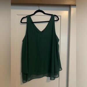 Dark Green layered Tank Blouse